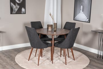 Ridones Spisegruppe 100 cm Rund inkl. 4 Campomar Stoler - Brun/Svart - Møbler - Bord - Spisegruppe