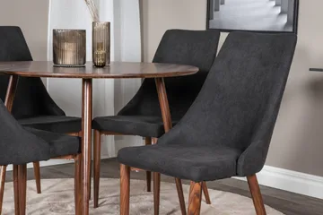 Ridones Spisegruppe 100 cm Rund inkl. 4 Campomar Stoler - Brun/Svart - Møbler - Bord - Spisegruppe