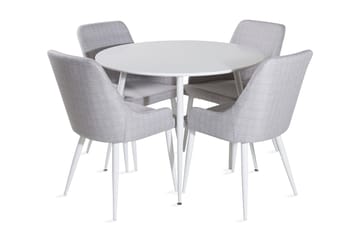 Ridones Spisegruppe 100 cm Rund inkl. 4 Ridones Stoler - Hvit/Grå - Møbler - Bord - Spisegruppe