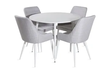 Ridones Spisegruppe 100 cm Rund inkl. 4 Ridones Stoler - Hvit/Grå - Møbler - Bord - Spisegruppe