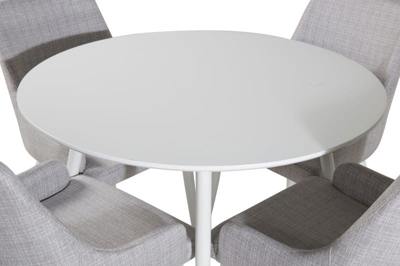 Ridones Spisegruppe 100 cm Rund inkl. 4 Ridones Stoler - Hvit/Grå - Møbler - Bord - Spisegruppe