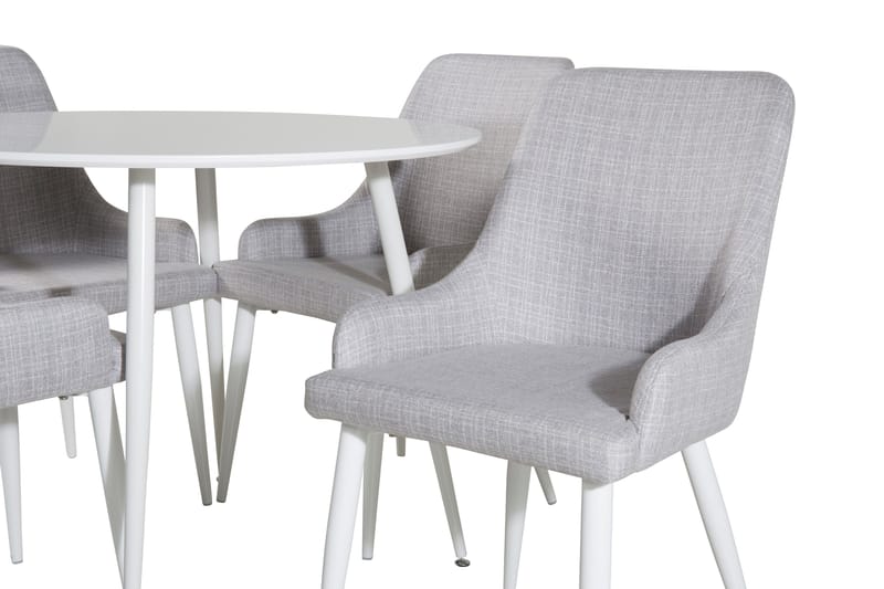 Ridones Spisegruppe 100 cm Rund inkl. 4 Ridones Stoler - Hvit/Grå - Møbler - Bord - Spisegruppe
