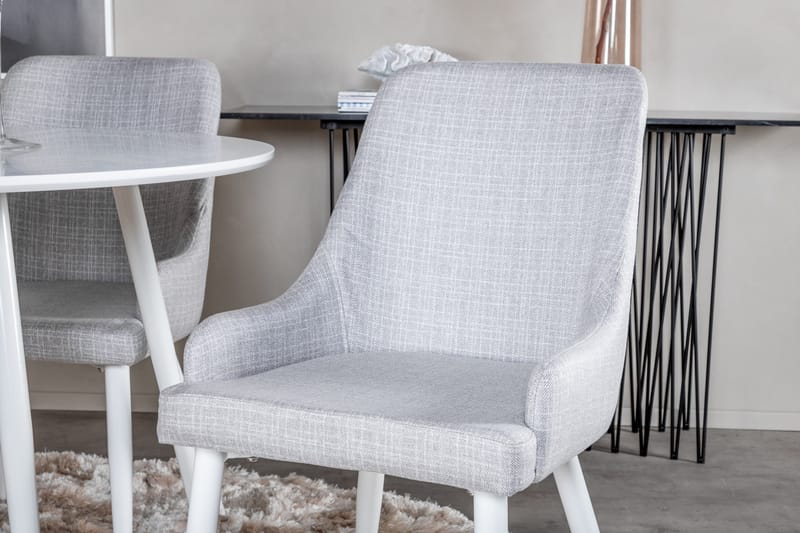 Ridones Spisegruppe 100 cm Rund inkl. 4 Ridones Stoler - Hvit/Grå - Møbler - Bord - Spisegruppe