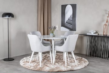 Ridones Spisegruppe 100 cm Rund inkl. 4 Ridones Stoler - Hvit/Grå - Møbler - Bord - Spisegruppe