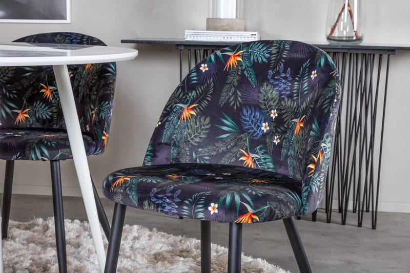 Ridones Spisegruppe 100 cm Rund inkl. 4 Sedavi Stoler - Hvit/Blå/Svart - Møbler - Bord - Spisegruppe