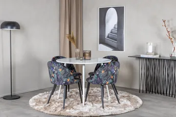 Ridones Spisegruppe 100 cm Rund inkl. 4 Sedavi Stoler - Hvit/Blå/Svart - Møbler - Bord - Spisegruppe