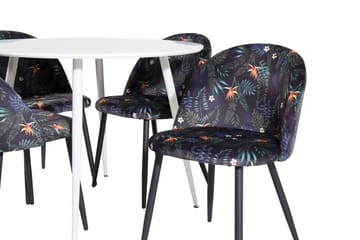 Ridones Spisegruppe 100 cm Rund inkl. 4 Sedavi Stoler - Hvit/Blå/Svart - Møbler - Bord - Spisegruppe
