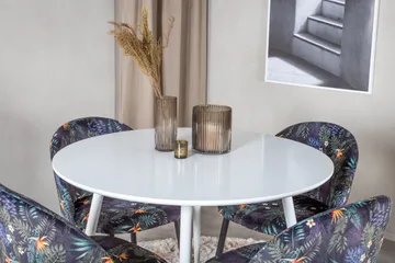 Ridones Spisegruppe 100 cm Rund inkl. 4 Sedavi Stoler - Hvit/Blå/Svart - Møbler - Bord - Spisegruppe