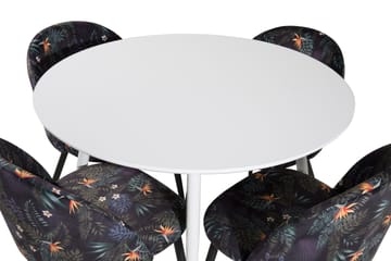Ridones Spisegruppe 100 cm Rund inkl. 4 Sedavi Stoler - Hvit/Blå/Svart - Møbler - Bord - Spisegruppe