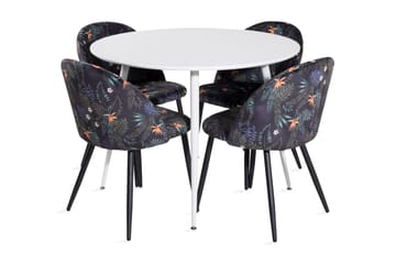Ridones Spisegruppe 100 cm Rund inkl. 4 Sedavi Stoler - Hvit/Blå/Svart - Møbler - Bord - Spisegruppe