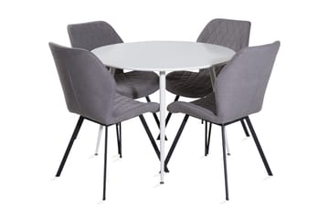 Ridones Spisegruppe 100 cm Rund inkl. 4 Sumoas Stoler - Hvit/Grå/Svart - Møbler - Bord - Spisegruppe