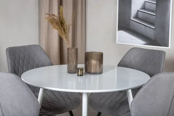 Ridones Spisegruppe 100 cm Rund inkl. 4 Sumoas Stoler - Hvit/Grå/Svart - Møbler - Bord - Spisegruppe
