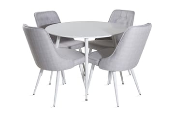 Ridones Spisegruppe 100 cm Rund inkl. 4 Valera Stoler - Hvit/Grå - Møbler - Bord - Spisegruppe