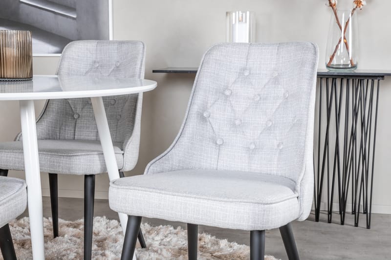 Ridones Spisegruppe 100 cm Rund inkl. 4 Valera Stoler - Hvit/Grå - Møbler - Bord - Spisegruppe