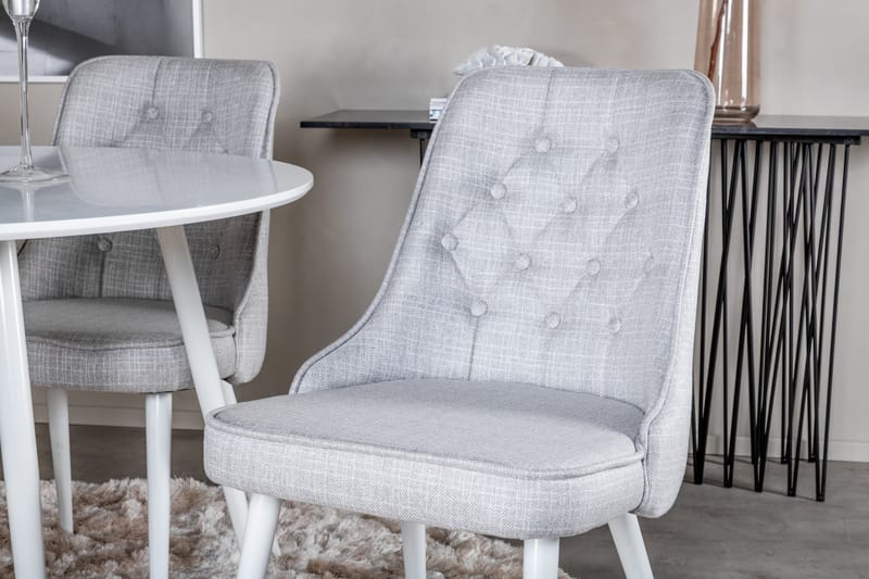 Ridones Spisegruppe 100 cm Rund inkl. 4 Valera Stoler - Hvit/Grå - Møbler - Bord - Spisegruppe