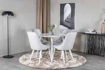 Ridones Spisegruppe 100 cm Rund inkl. 4 Valera Stoler - Hvit/Grå - Møbler - Bord - Spisegruppe