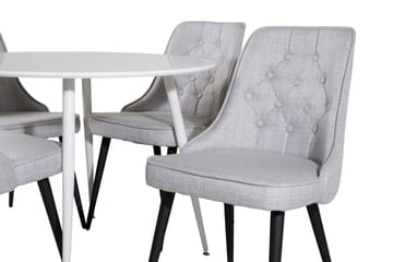 Ridones Spisegruppe 100 cm Rund inkl. 4 Valera Stoler - Hvit/Grå - Møbler - Bord - Spisegruppe