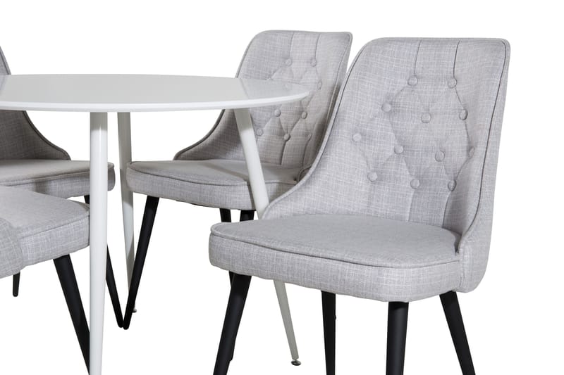 Ridones Spisegruppe 100 cm Rund inkl. 4 Valera Stoler - Hvit/Grå - Møbler - Bord - Spisegruppe