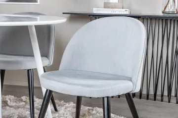 Ridones Spisegruppe 100 cm Rund inkl. 4 Valeri Cordfløyelsto - Hvit/Grå - Møbler - Bord - Spisegruppe