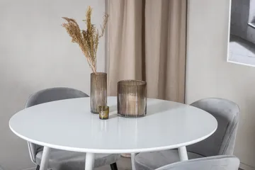 Ridones Spisegruppe 100 cm Rund inkl. 4 Valerie Fløyelsstole - Hvit/Lysegrå - Møbler - Bord - Spisegruppe