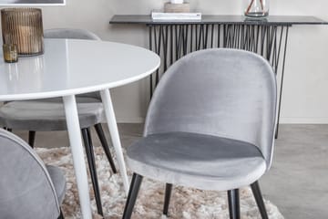 Ridones Spisegruppe 100 cm Rund inkl. 4 Valerie Fløyelsstole - Hvit/Lysegrå - Møbler - Bord - Spisegruppe