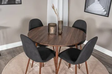 Ridones Spisegruppe 100 cm Rund inkl. 4 Ypas Stoler - Brun/Svart - Møbler - Bord - Spisegruppe