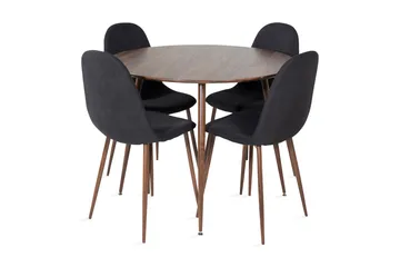 Ridones Spisegruppe 100 cm Rund inkl. 4 Ypas Stoler - Brun/Svart - Møbler - Bord - Spisegruppe