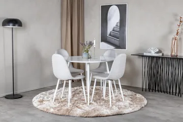 Ridones Spisegruppe 100 cm Rund inkl. 4 Ypas Stoler - Hvit/Grå - Møbler - Bord - Spisegruppe
