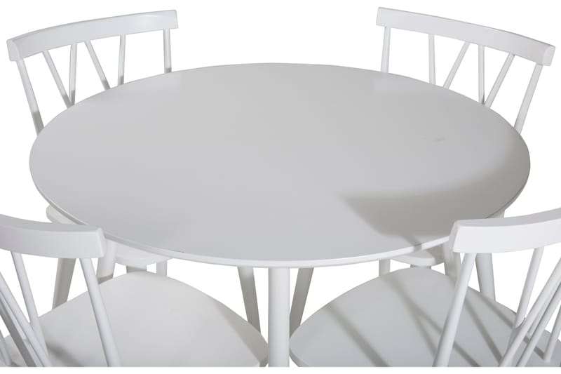 Ridones Spisegruppe 100 cm Rund inkl. 4 Ypas Stoler - Hvit/Grå - Møbler - Bord - Spisegruppe