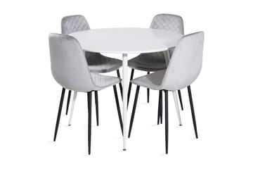 Ridones Spisegruppe 100 cm Rund inkl. 4 Ypas Stoler - Hvit/Grå/Svart - Møbler - Bord - Spisegruppe