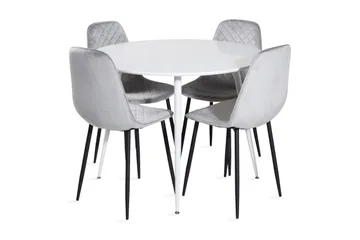 Ridones Spisegruppe 100 cm Rund inkl. 4 Ypas Stoler - Hvit/Grå/Svart - Møbler - Bord - Spisegruppe