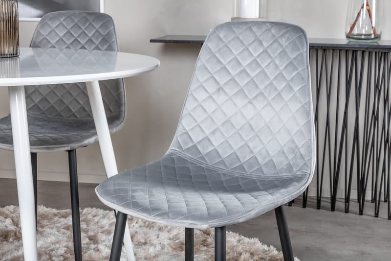 Ridones Spisegruppe 100 cm Rund inkl. 4 Ypas Stoler - Hvit/Grå/Svart - Møbler - Bord - Spisegruppe
