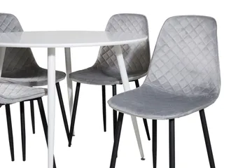 Ridones Spisegruppe 100 cm Rund inkl. 4 Ypas Stoler - Hvit/Grå/Svart - Møbler - Bord - Spisegruppe