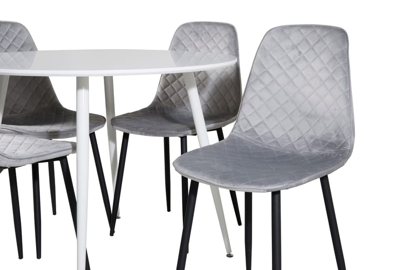Ridones Spisegruppe 100 cm Rund inkl. 4 Ypas Stoler - Hvit/Grå/Svart - Møbler - Bord - Spisegruppe