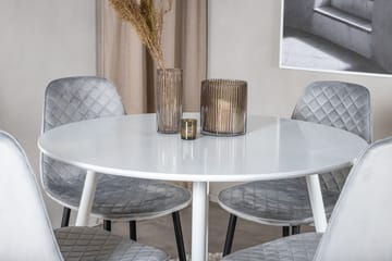 Ridones Spisegruppe 100 cm Rund inkl. 4 Ypas Stoler - Hvit/Grå/Svart - Møbler - Bord - Spisegruppe