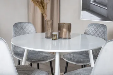 Ridones Spisegruppe 100 cm Rund inkl. 4 Ypas Stoler - Hvit/Grå/Svart - Møbler - Bord - Spisegruppe