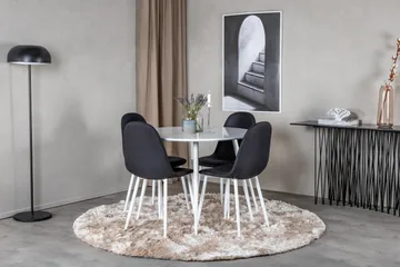 Ridones Spisegruppe 100 cm Rund inkl. 4 Ypas Stoler - Hvit/Svart - Møbler - Bord - Spisegruppe