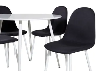 Ridones Spisegruppe 100 cm Rund inkl. 4 Ypas Stoler - Hvit/Svart - Møbler - Bord - Spisegruppe