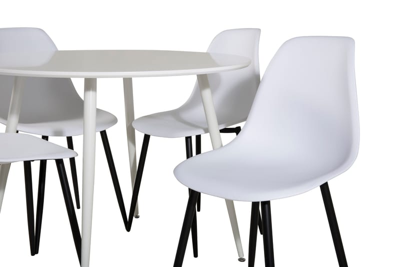 Ridones Spisegruppe 100 cm Rund inkl. 4 Ypas Stoler - Hvit/Svart - Møbler - Bord - Spisegruppe