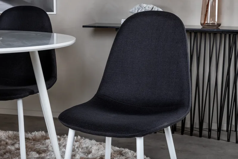 Ridones Spisegruppe 100 cm Rund inkl. 4 Ypas Stoler - Hvit/Svart - Møbler - Bord - Spisegruppe