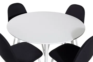 Ridones Spisegruppe 100 cm Rund inkl. 4 Ypas Stoler - Hvit/Svart - Møbler - Bord - Spisegruppe