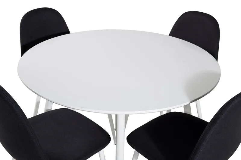 Ridones Spisegruppe 100 cm Rund inkl. 4 Ypas Stoler - Hvit/Svart - Møbler - Bord - Spisegruppe