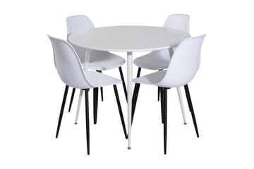 Ridones Spisegruppe 100 cm Rund inkl. 4 Ypas Stoler - Hvit/Svart - Møbler - Bord - Spisegruppe