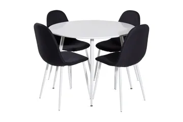 Ridones Spisegruppe 100 cm Rund inkl. 4 Ypas Stoler - Hvit/Svart - Møbler - Bord - Spisegruppe