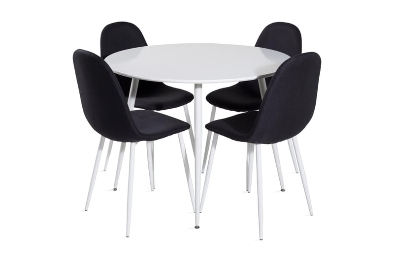 Ridones Spisegruppe 100 cm Rund inkl. 4 Ypas Stoler, Hvit/Svart