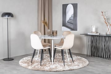 Ridones Spisegruppe 100 cm Rund inkl. 4 Pontus Stoler - Hvit/Svart/Beige - Møbler - Bord - Spisegruppe