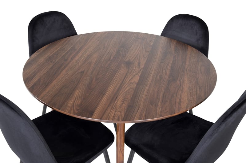 Ridones Spisegruppe 100 cm Rund inkl. 4 Pontus Stoler - Brun/Svart - Møbler - Bord - Spisegruppe