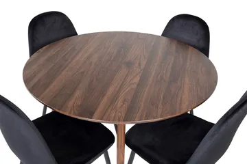 Ridones Spisegruppe 100 cm Rund inkl. 4 Pontus Stoler - Brun/Svart - Møbler - Bord - Spisegruppe