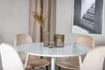 Ridones Spisegruppe 100 cm Rund inkl. 4 Pontus Stoler - Hvit/Svart/Beige - Møbler - Bord - Spisegruppe