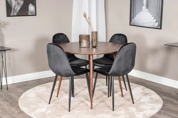 Ridones Spisegruppe 100 cm Rund inkl. 4 Pontus Stoler - Brun/Svart - Møbler - Bord - Spisegruppe